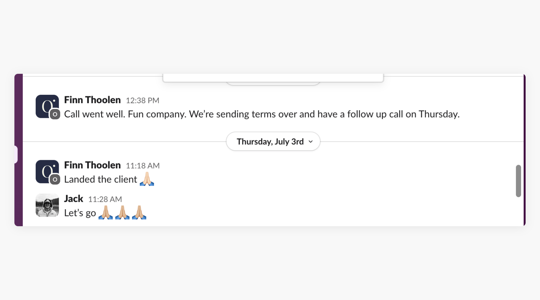 Another client landed from outbound