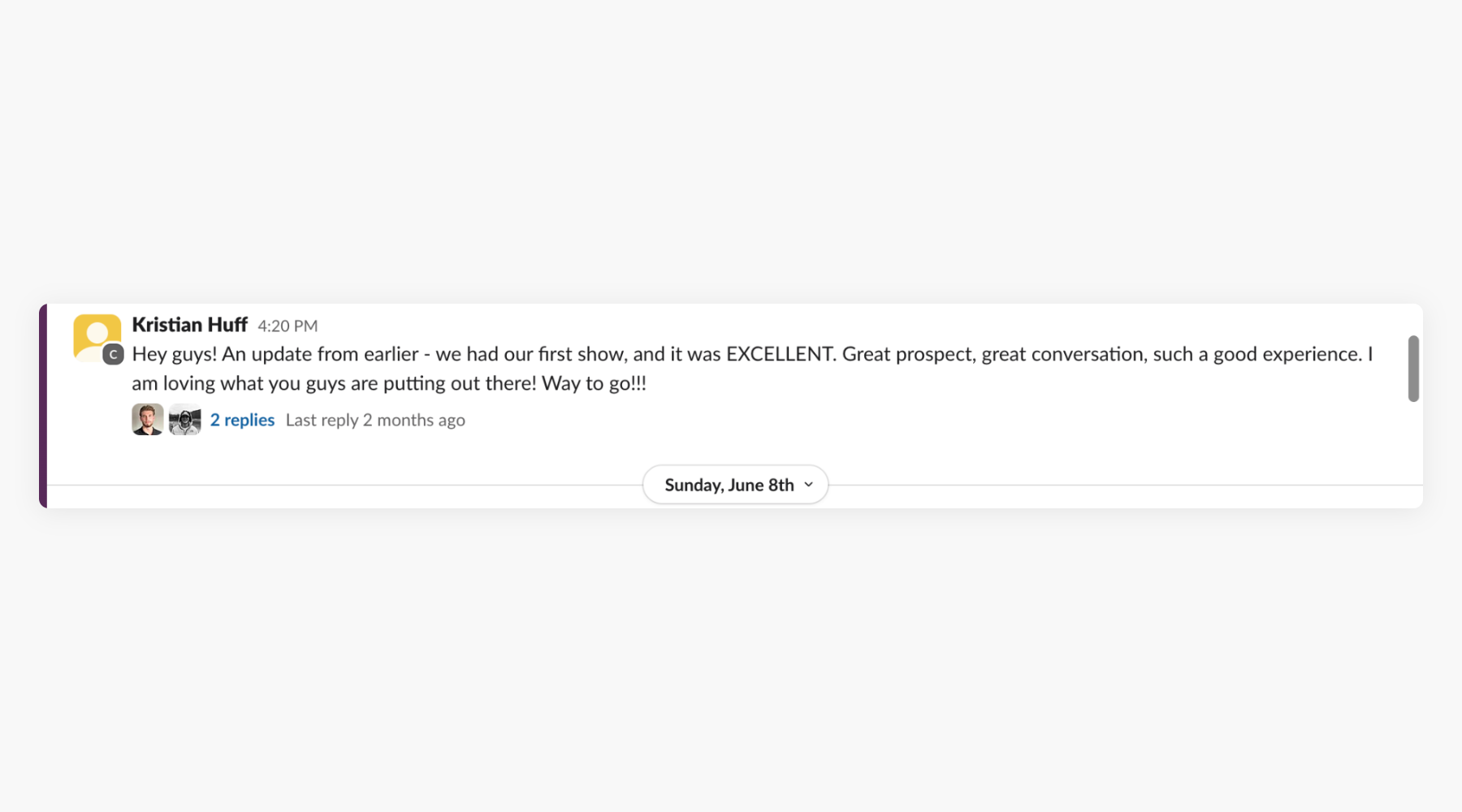 Client message after first booked call